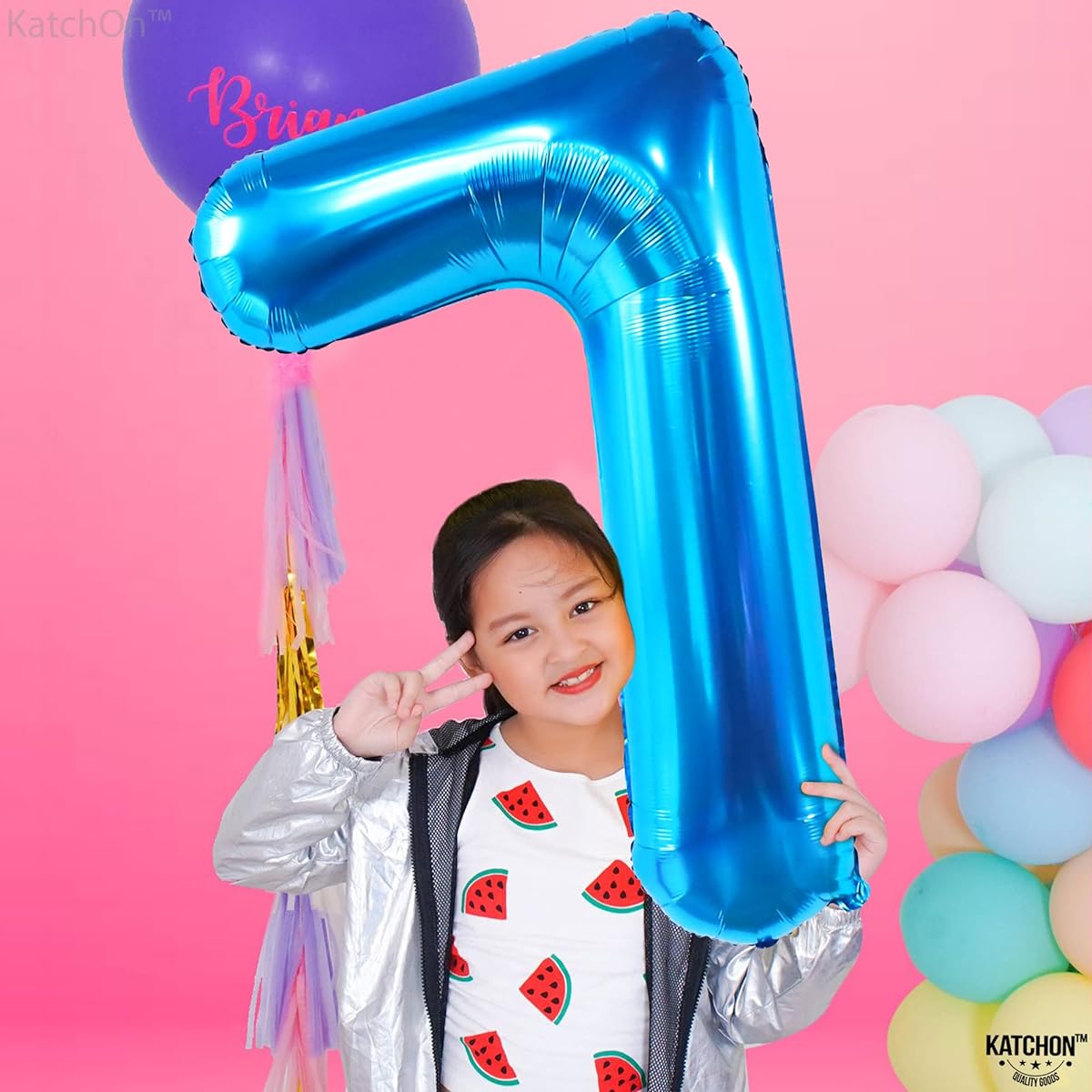 KatchOn Giant Blue Number 7 Balloon - 40 Inch | Balloons 7th Birthday | Blue 7th Birthday Decorations for Boys | 7th Birthday Balloons Boy Decorations | Blue 7 Balloons for Birthday
