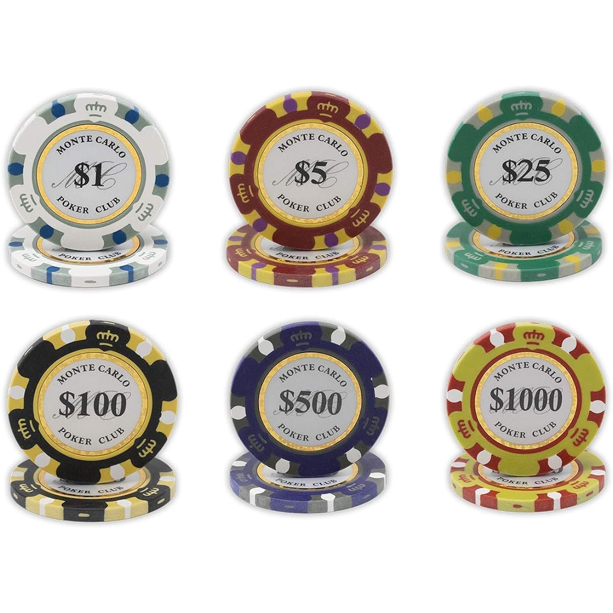 Monte Carlo Poker Club 500 14 Gram 3-Tone Chip Set with Aluminum Case, Cards, 2 Cut Cards, Dealer & Blind Buttons