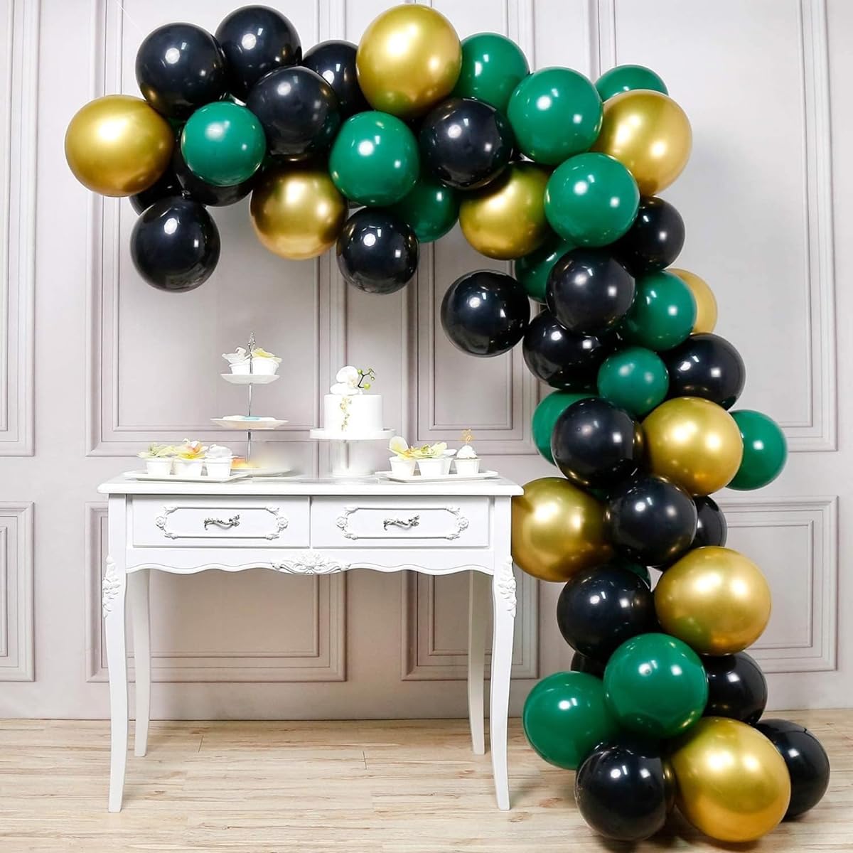 PartyWoo Black Gold and Green Balloons 60pcs 12inch Green Balloons Black Balloons and Gold Balloons Green Gold Black Balloons Black Party Decorations Green Birthday Decorations