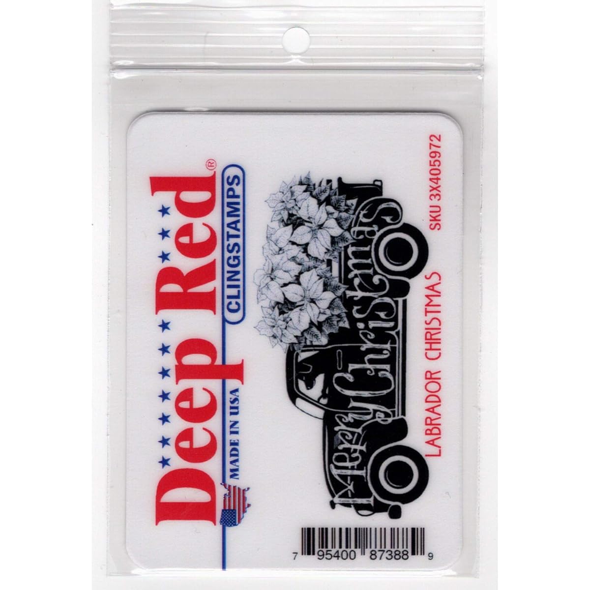 Deep Red Labrador Christmas Rubber Cling Stamp
