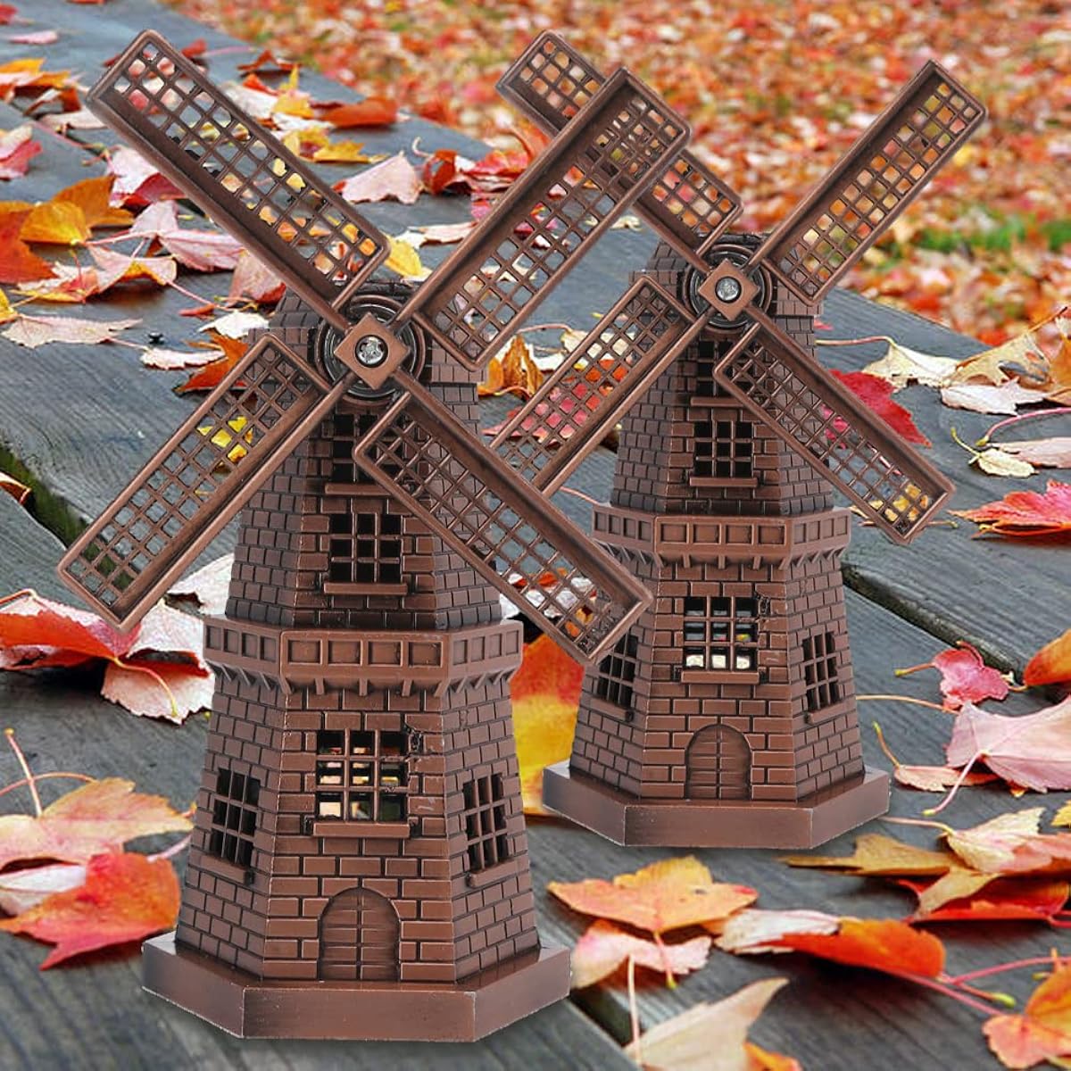 Pssopp Wooden Dutch Windmill Model, Wooden Model Kit Mini Handicraft Decoration Making for Bar Restaurant
