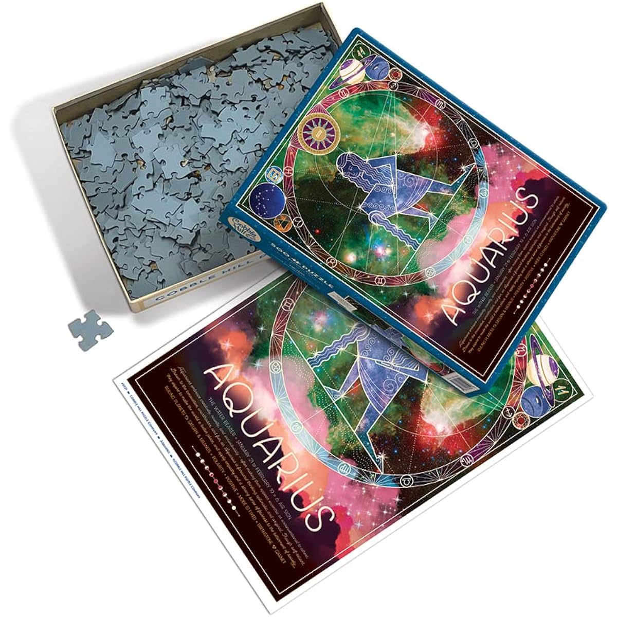 Cobble Hill 500 Piece Constellation Puzzle - Aquarius with Sample Poster