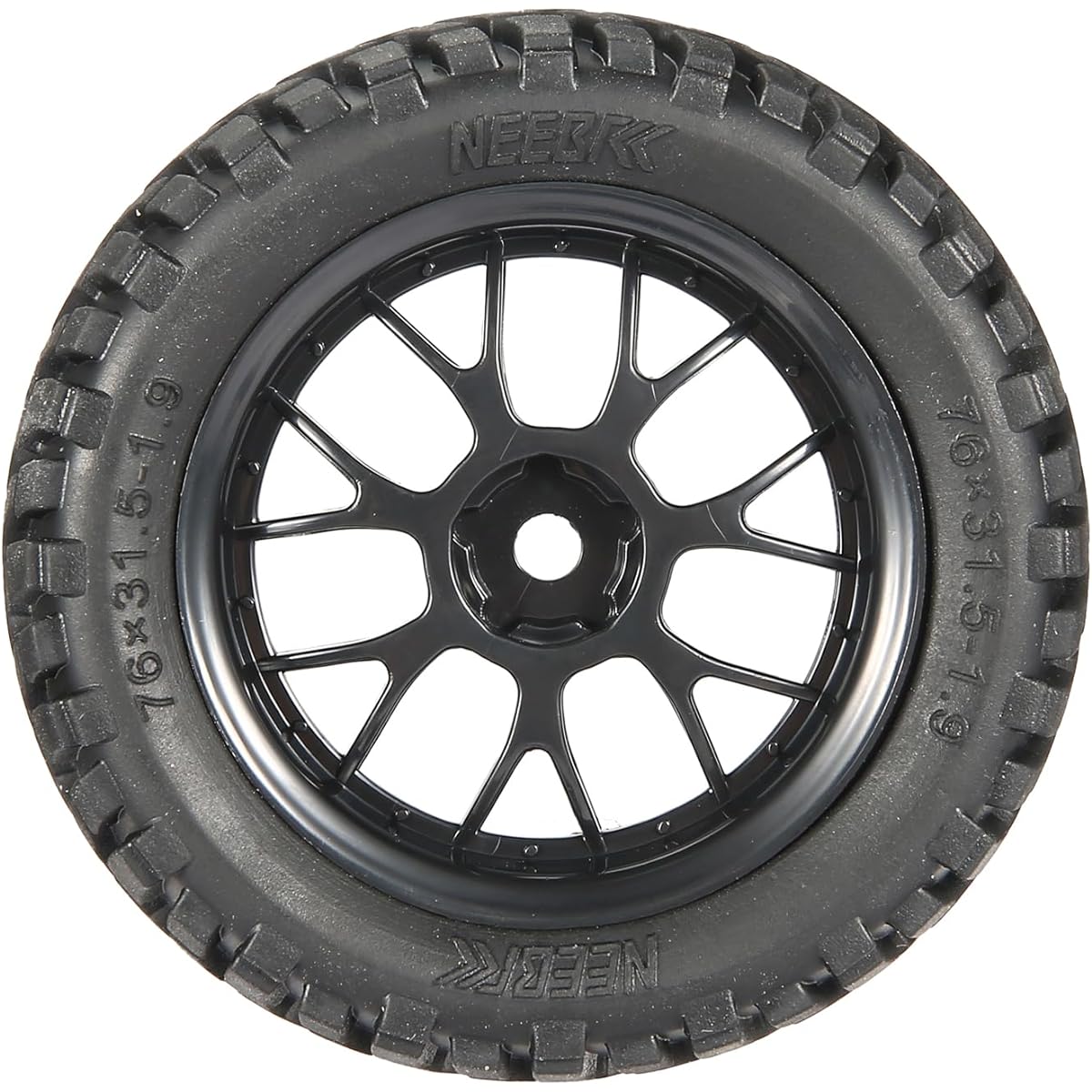 NEEBRC 4 Pieces 76mm/2.99inch RC Rally Car Tires 12mm Hex Hub Rubber Tires & Plastic Wheel Rims for 1/16 1/14 1/12 1/10 RC Touring Car On-Road Off-Road Buggy
