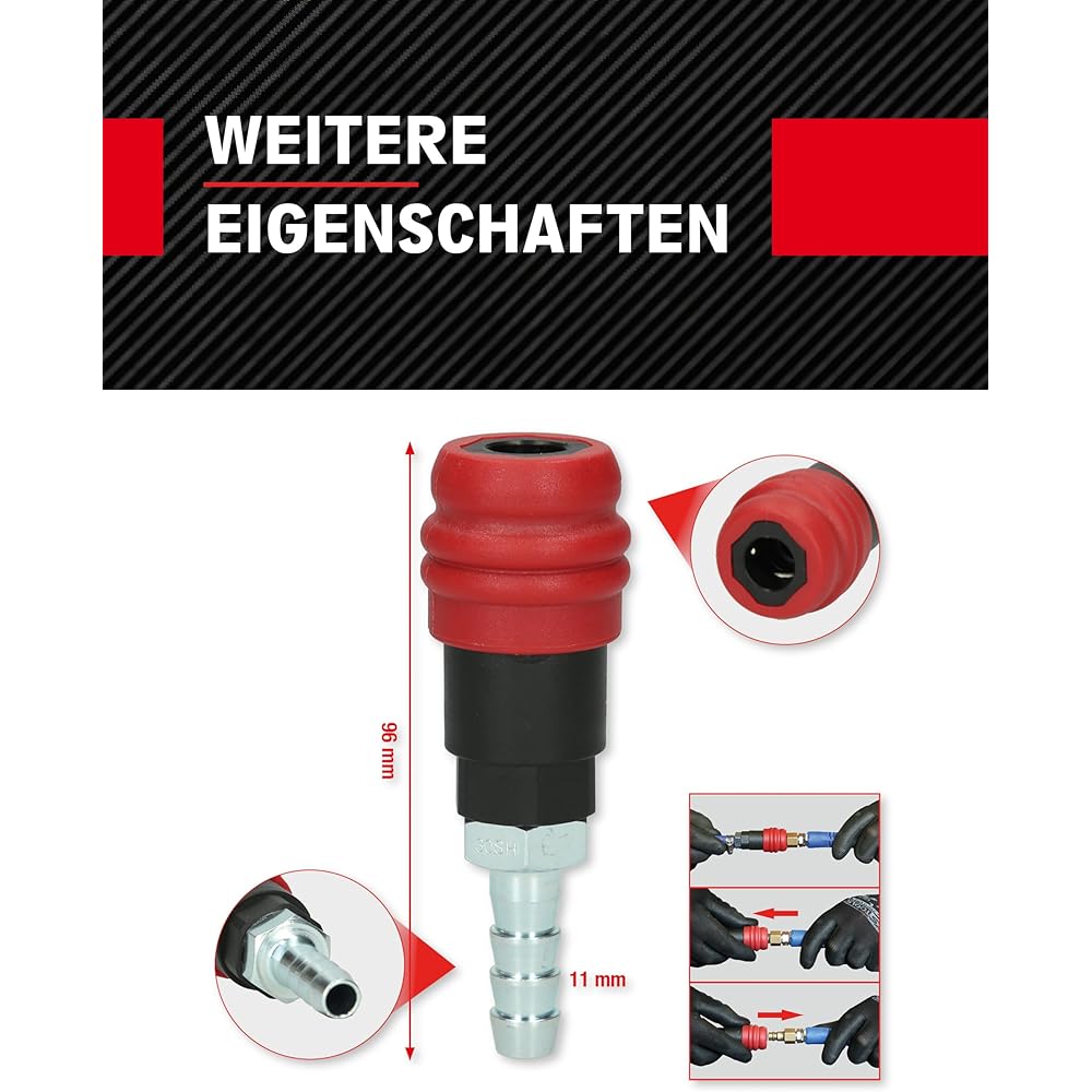 KS Tools 2 Level Pneumatic Safety Coupling with Hose Nozzle 11 mm 999.9097