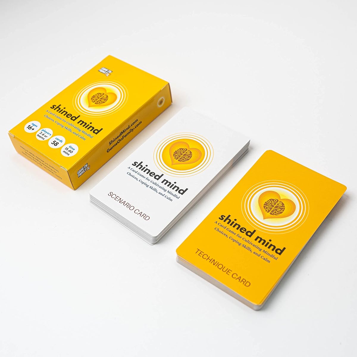 Shined Mind: Mindful Choices Coping Skills Calmness Card Game (58 Cards) - Mindfulness, Affirmations, Self-Care, Stress Relief, Focus, Ages 16+, 2-6 Players