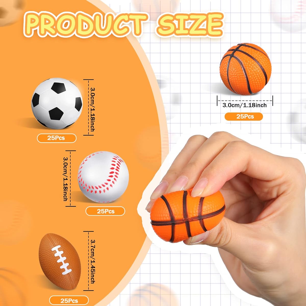 100pcs Bouncy Foam Balls Sports Foam Stress Balls Mini Sports Balls Basketball Soccer Baseball Sports Party Favors Mini Football Party Favors
