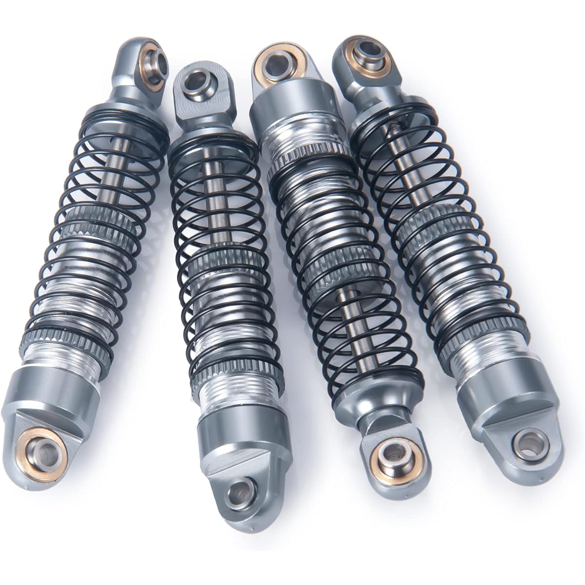 RCHUBAM Aluminum Alloy Shock Absorber Threaded Damper 4pcs for 1/18 TRX4M Bronco Defender RC Crawler Car (Titanium)