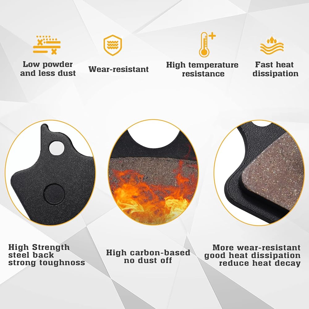 Cyleto Front Rear Carbon Fiber Brake Pads for Harley-Davidson Touring FLHT/FLHTi Electra Glide Standard 00-07 V-Rod 02-04 FXDXi Super Glide Sport 04-05