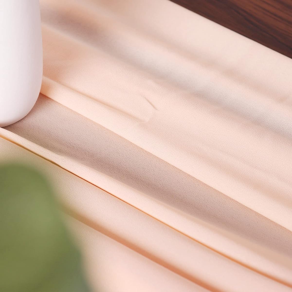 SAYUAN 120 x 27 Inch Chiffon Table Runner Rustic Farmhouse Wedding Baby Shower Decorations Sheer Voile Table Swag Peach