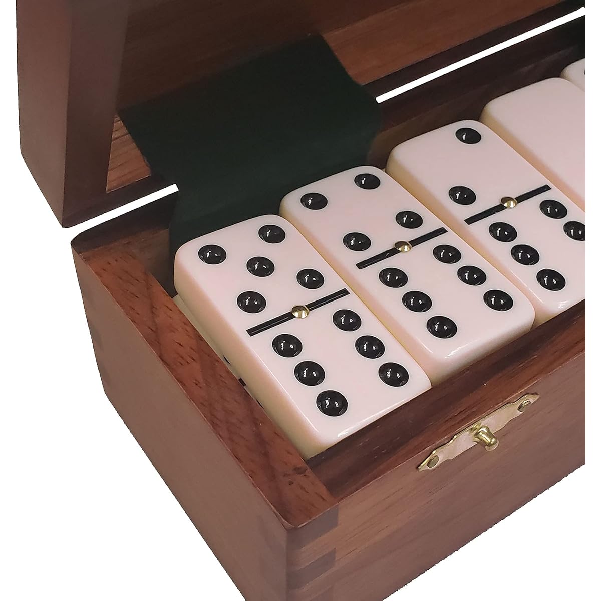 Marion Domino Double Six Cream Shaped Jointed Sheesham Wood Box - Jumbo Tournament Size w/ Spinners