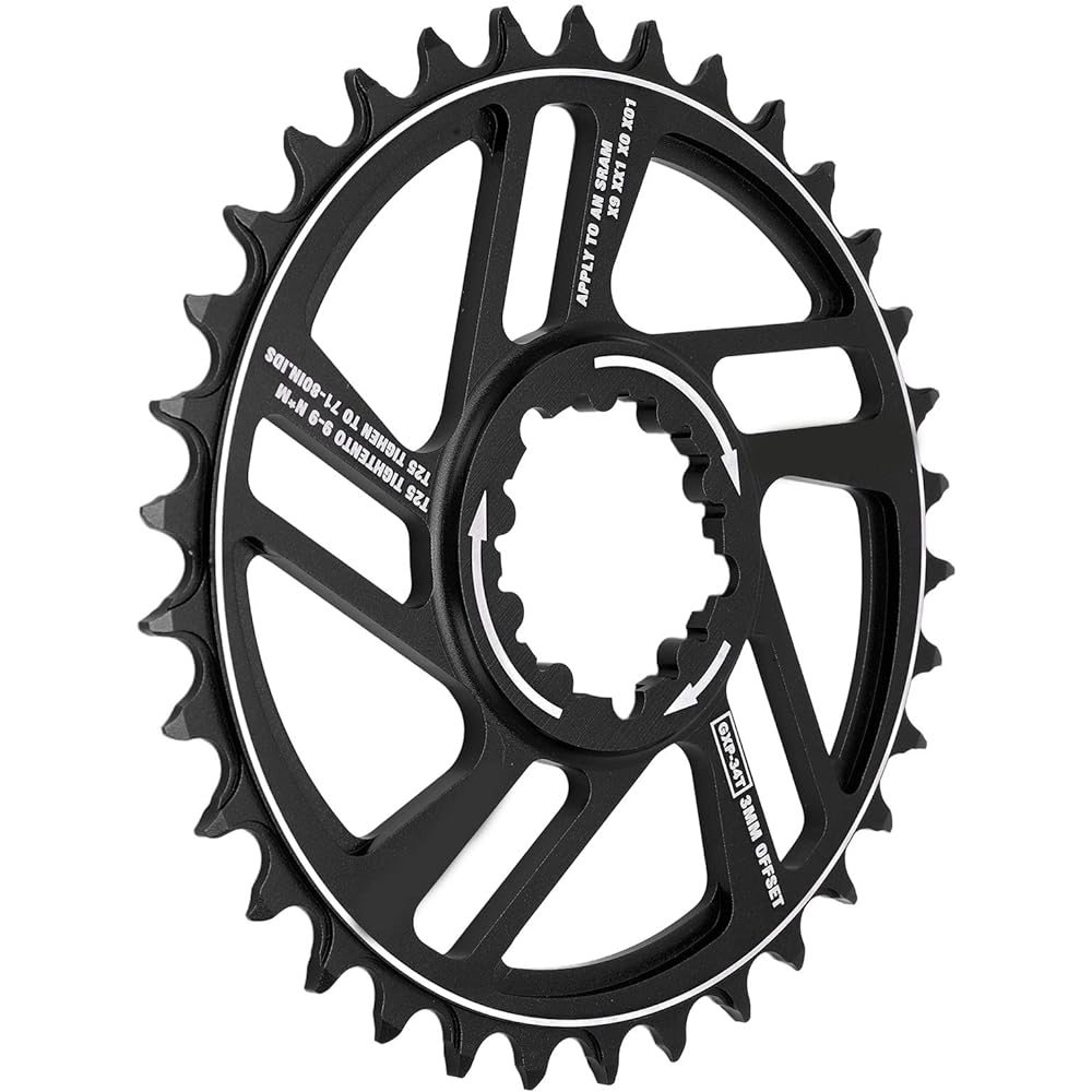 Direct Mount Chainring for GXP Chainring 34T Chainring Direct Mount Chain Loop with Positive and Negative Teeth 3mm Offset