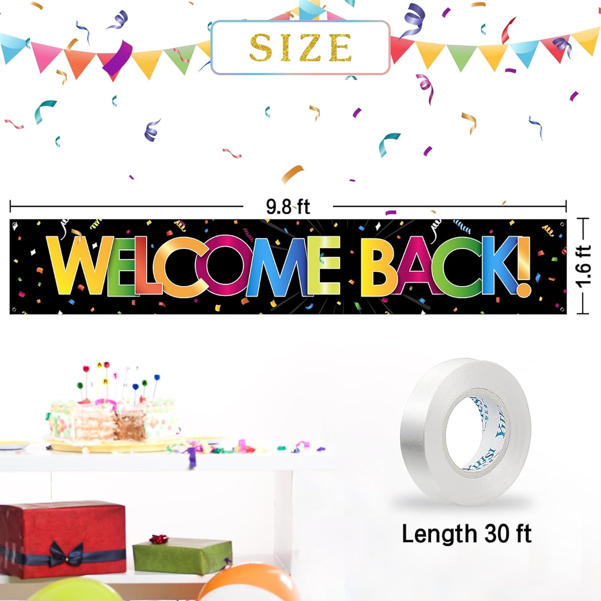 INNORU Large Welcome Back Backdrop Banner Farewell Party Lawn Sign Welcome Home Yard Banner Retirement Party Indoor Outdoor Decoration Supplies 1.8 x 1.5 ft