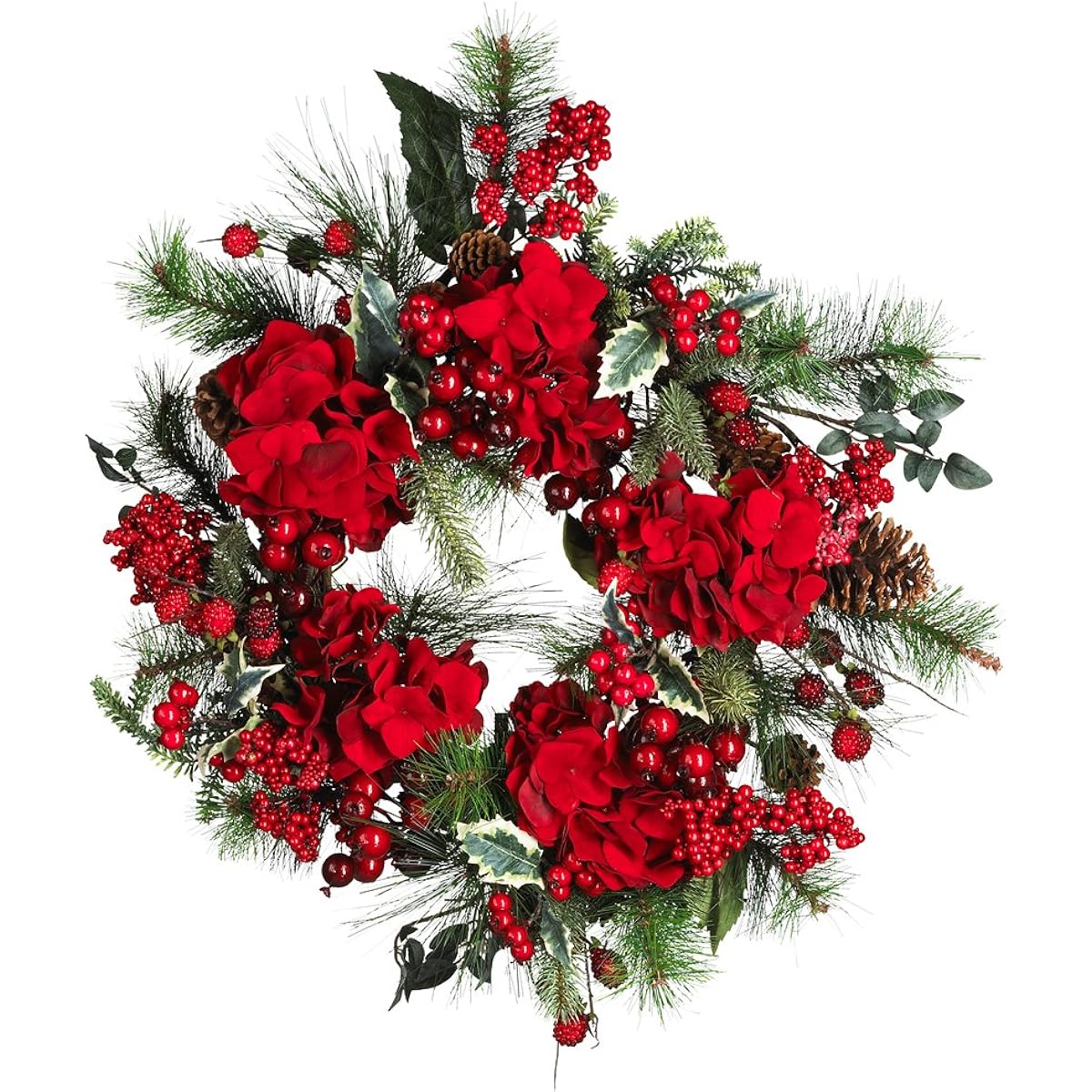Nearly Natural 4661 Hydrangea Wreath Holiday 22 inch