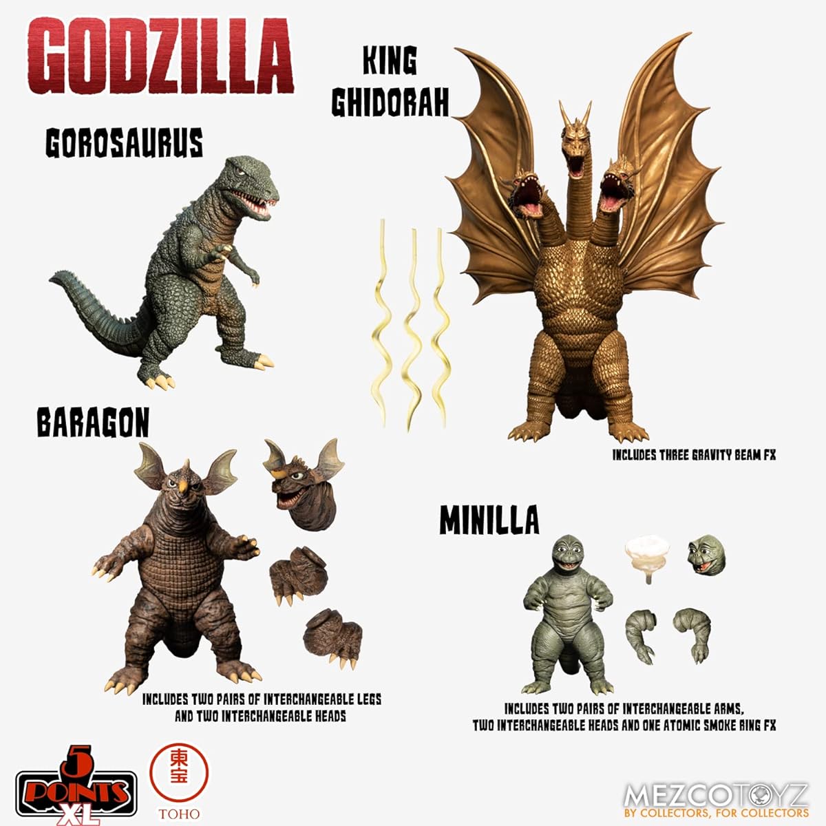 Mezco 5 Points XL Godzilla: Destroy All Monsters (1968) - Round 2 Boxed Set
