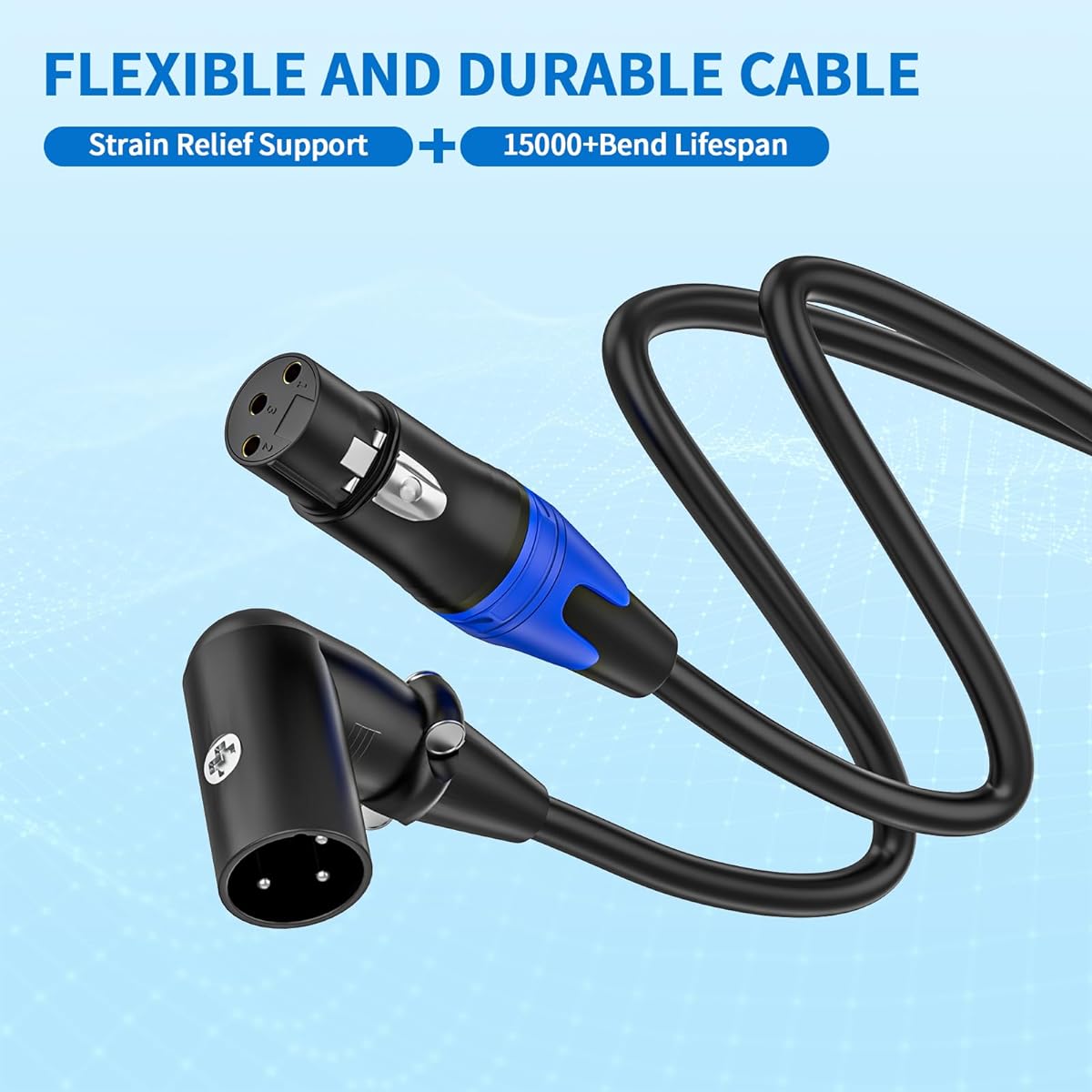 Seefeful XLR Right Angle Male to Straight Female Microphone Extension Cable for Powered Speakers, Audio Interfaces or Mixers for Live Performance & Recording (XLR Right Angle Male to 11.8") (2 Pack)