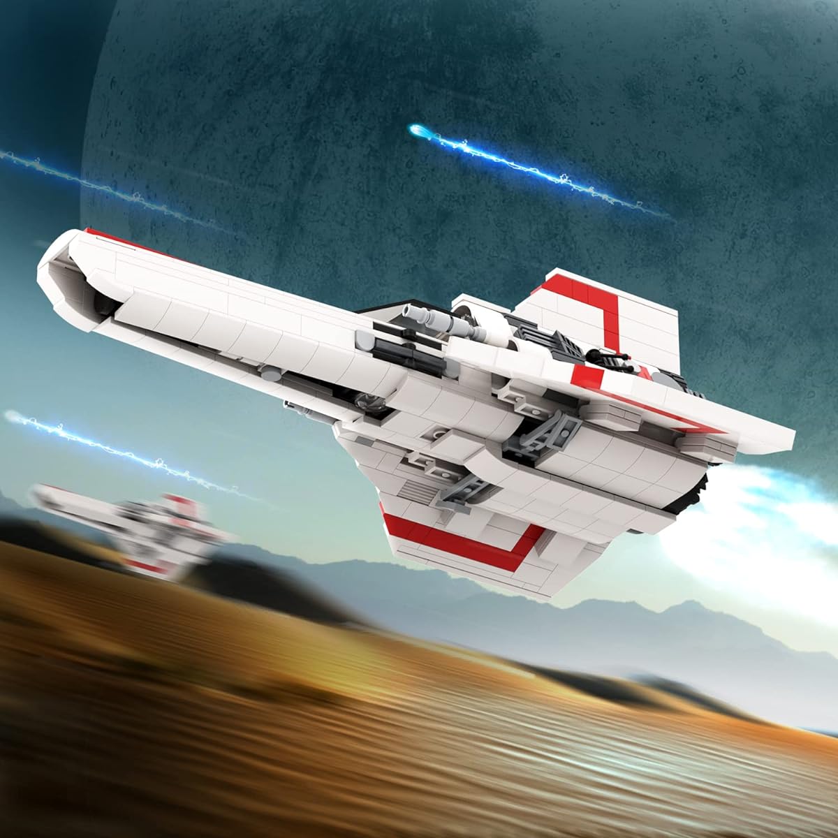 MOOXI-MOC Space Wars Colonial Viper MK1 Building Set, Space Battleship Toy Collection Model Kit(596 Pieces)