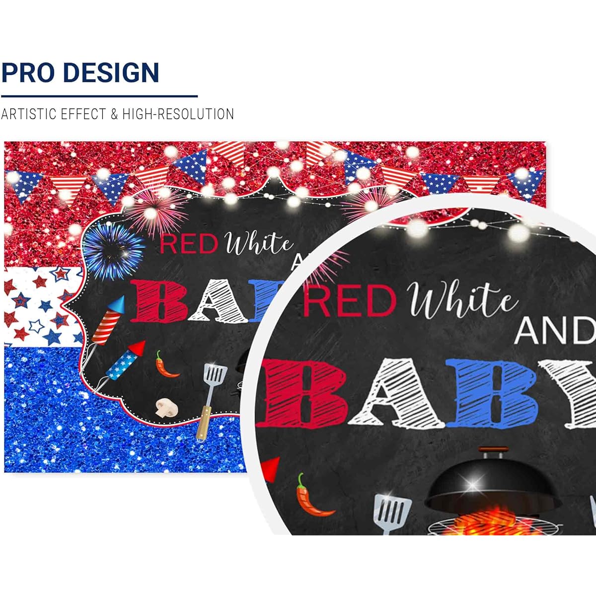 Allenjoy Red White and Due Date BBQ Theme Background for Boy Girl 4th of July Little Fire Crackers BabyQ Baby Shower Patriotic Independence Day Pregnancy Party Supplies Decorations Banner Backdrop