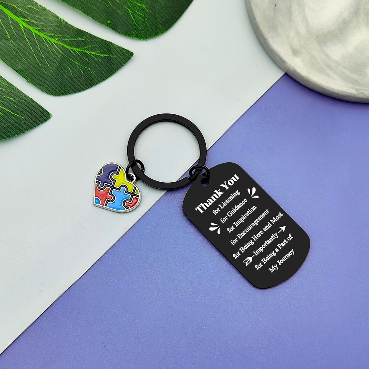 Autism Awareness Gifts, Autism Awareness Keychain, Autism Mom Teacher Thank You Gifts, Autism Supporter Gifts, Appreciation Jewelry Gifts, Autism Teacher Gifts Keychain Retirement Christmas Thanksgiving Gift, Black, Small