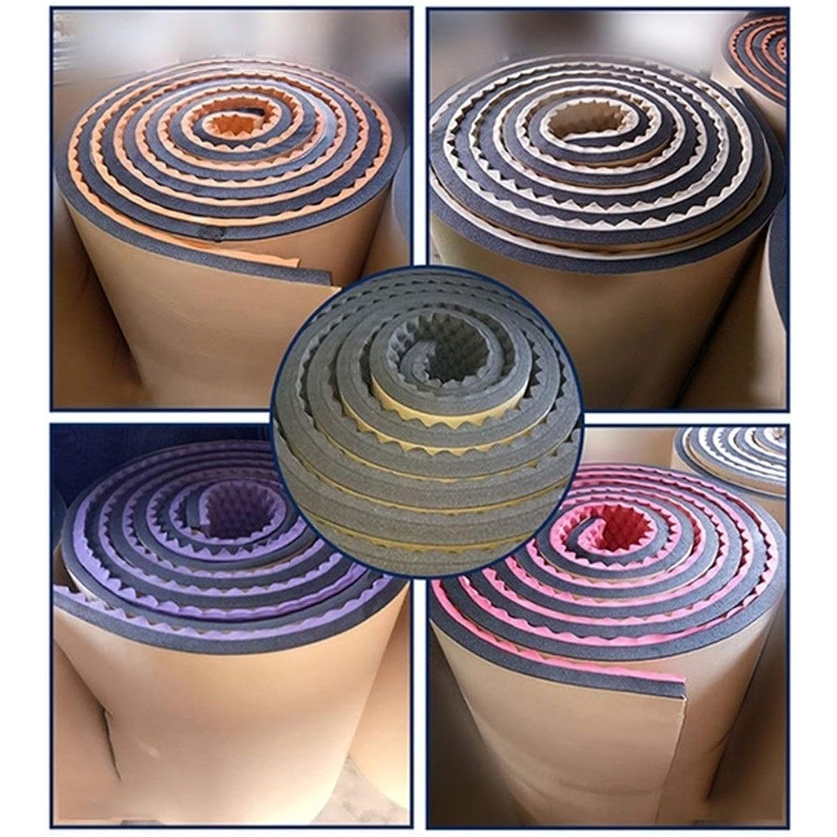 Foldable Acoustic Panel, Self-Adhesive Portable Sound Absorbing Cotton Drum Room Piano Room Soundproofing Foam 11M (Red) (Off)
