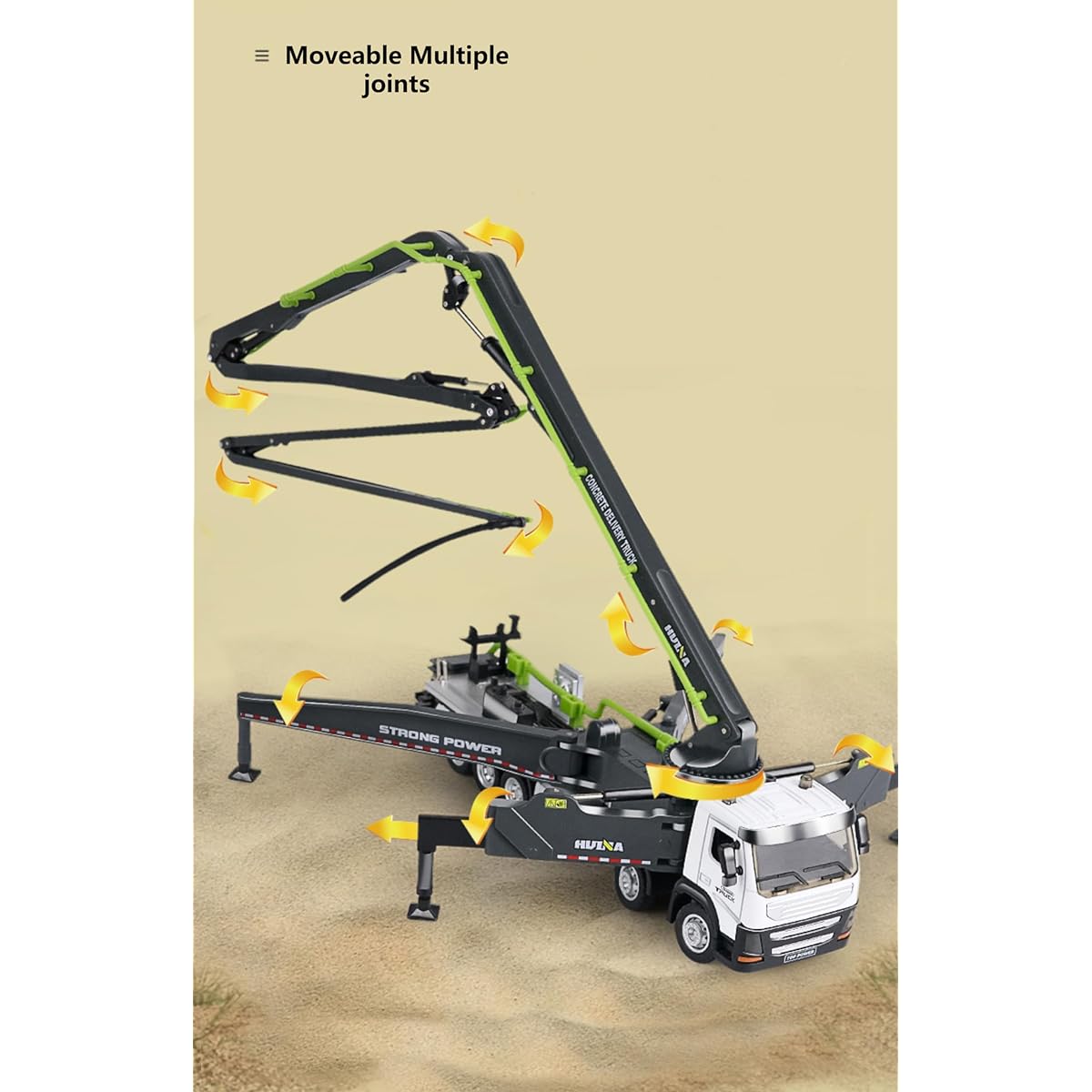 Gemini & Genius Concrete Pump Truck Alloy 1-50 Diecast Heavy Duty Wheeled Construction Vehicle Toy for Kids and Home Decor