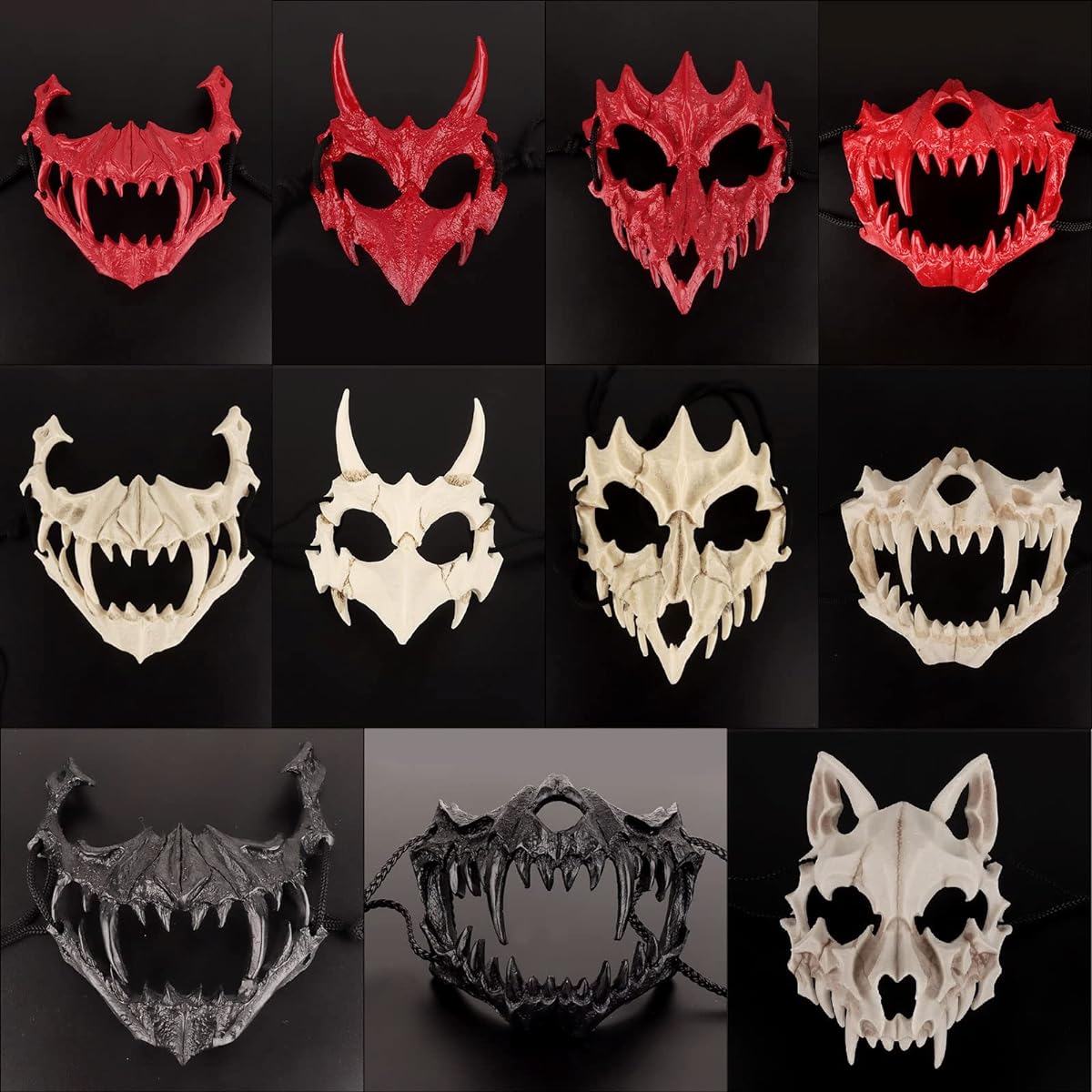 Japanese Halloween Mask Resin Mask Half Face Skull Scary Mask Cosplay Decoration (Color: G)