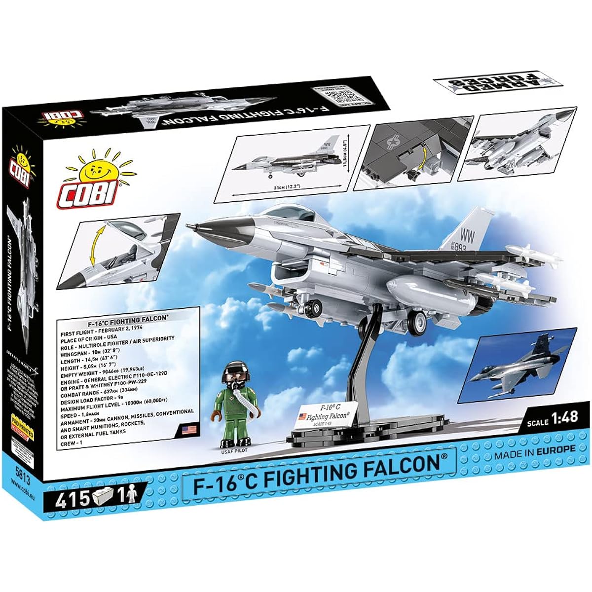 Armed Forces #5813 F-16C Fighting Falcon (US Army) 1/48 scale