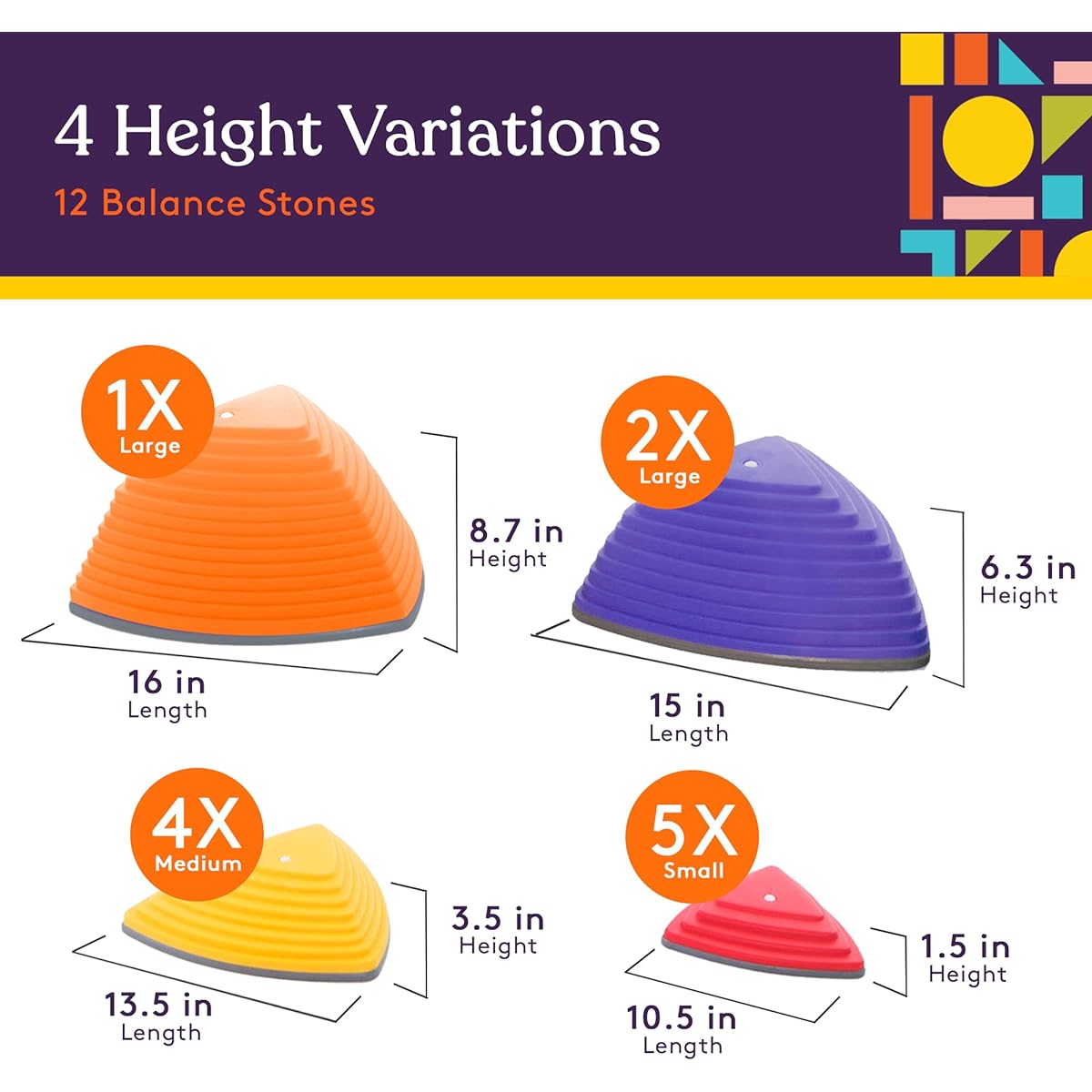 Special Supplies 12 Stepping Stones for Kids Indoor and Outdoor Balance Blocks for Coordination, Balance, Strength, Kid-Safe Rubber, Non-Slip Edges