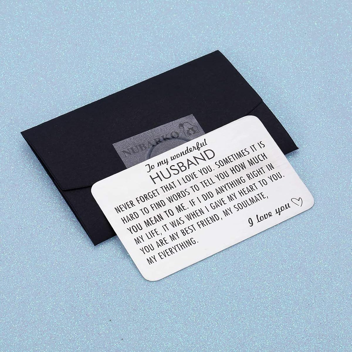 Engraved Wallet Insert Card Anniversary Birthday Gifts for Husband Boyfriend Groom Fiance Wedding Valentines Gift from Wife Girlfriend