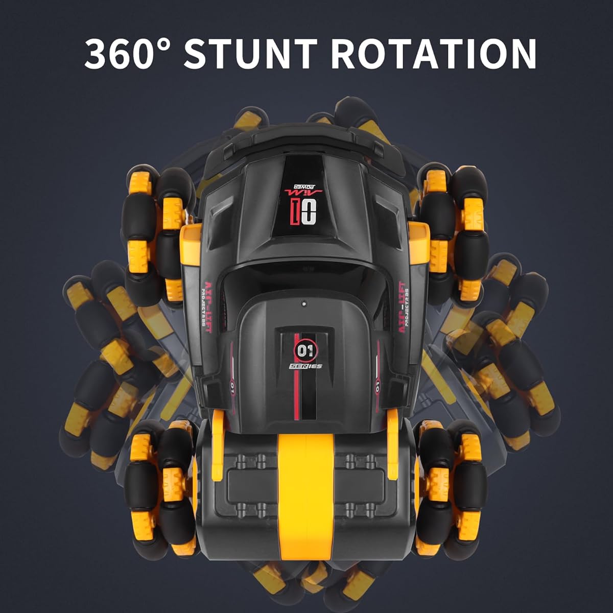 OIUOIH Remote Control Car 1:16 RC Stunt Car 360 Degree Rotation Standing Drive One Button Auto Transform 180° Rotation Front 4WD Road RC Truck for Boys Ages 4-12 (Black)