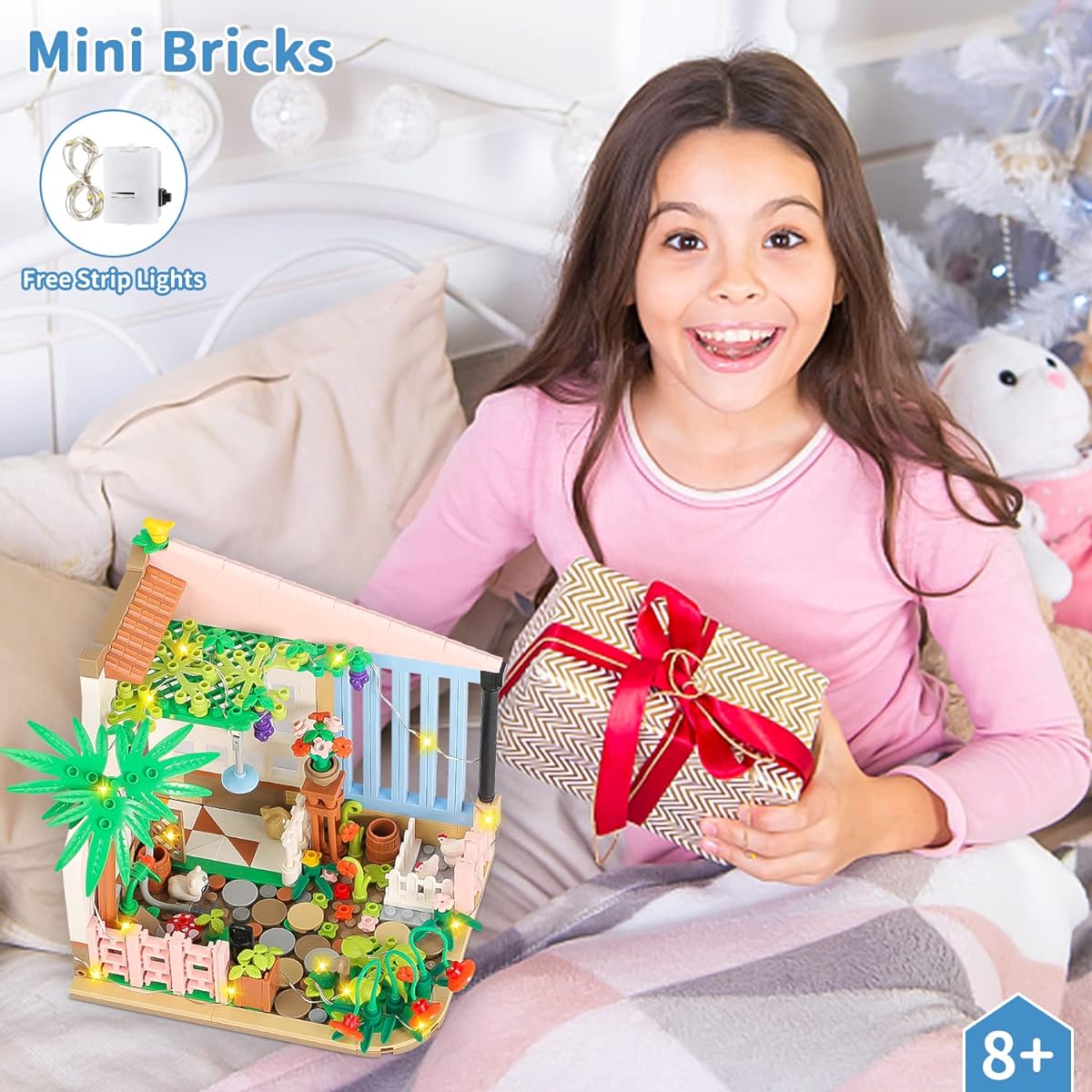 PinkBee Friends Flower House Building Blocks Set Girls Mini Garden Backyard Greenhouse Apartment Friendship Dream House Brick Kit Christmas Xmas Birthday Gifts for Adults Kids 8-12 6-12 7-9