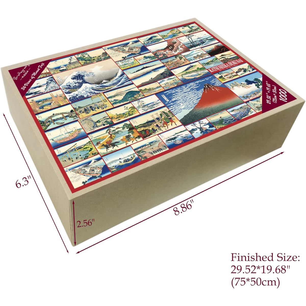 Bristlegrass Wooden Jigsaw Puzzle 1000 Pieces for Adults Japanese Ukiyo-e Katsushika Hokusai Thirty-six Views of Fuji Collection Toy Gift Art Collectible Decorative Painting Puzzle (1000 Pieces)
