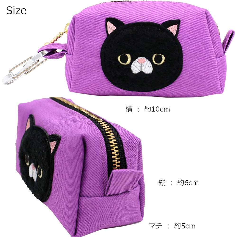 miwaki Golf Ball Case with Carabiner Golf Equipment Women's Men's Accessories Goods Handmade Cat Motif Patch Gray Black Made in Japan glf-W GRY-BK