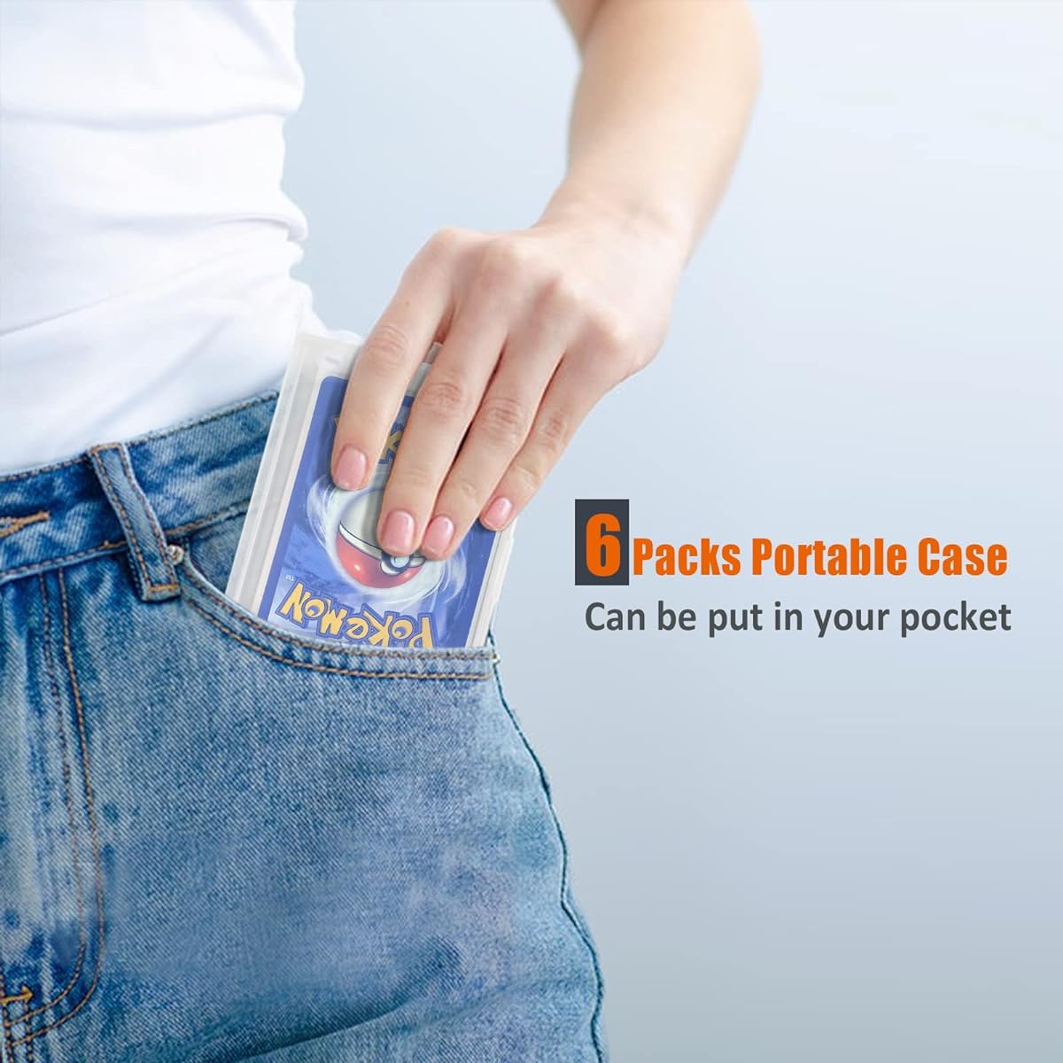 tutata Portable Trading Card Case Protector Holder Hard Plastic Baseball Card Case for Standard Cards TCG MTG 6 Pack