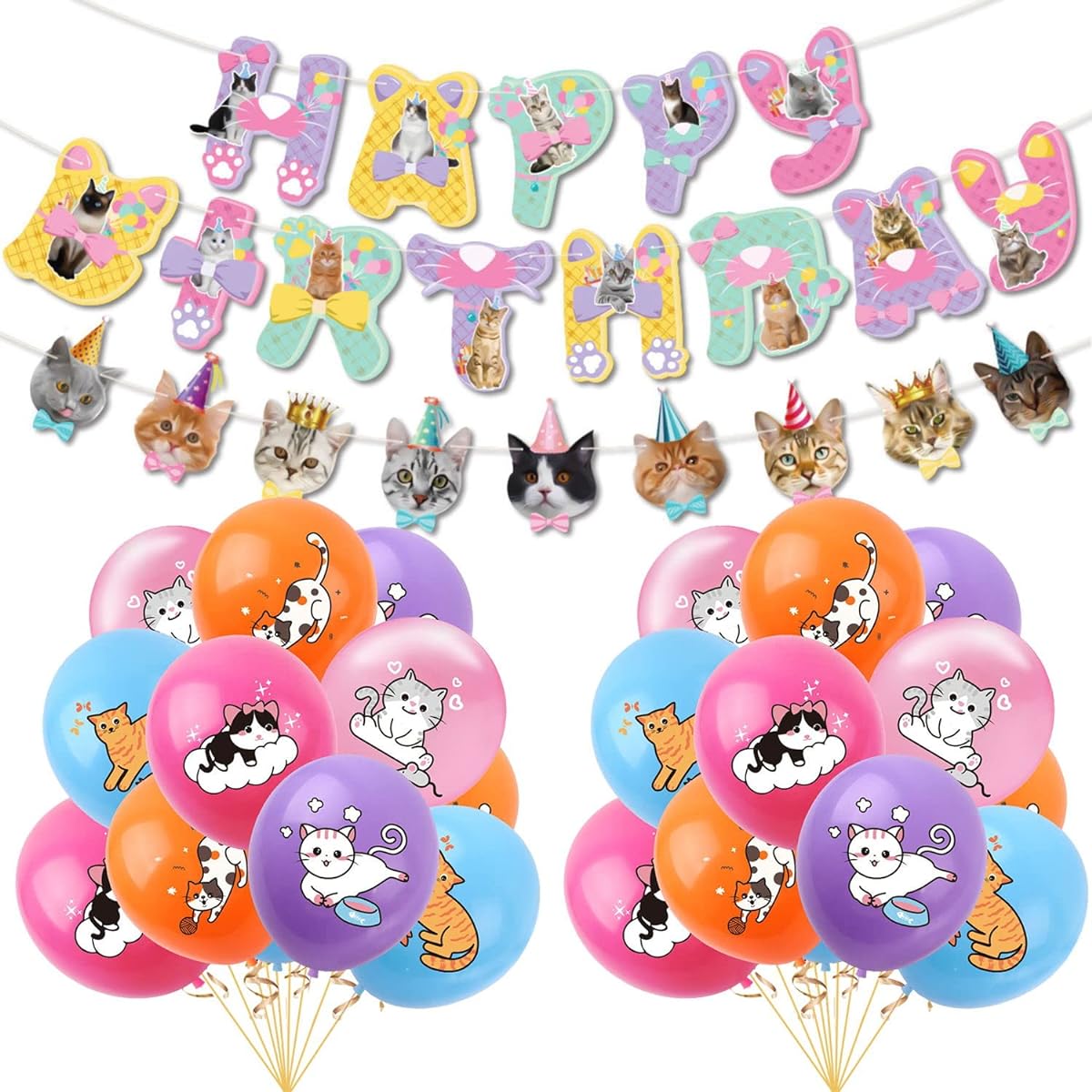 Cat Birthday Party Decorations Set Cute Cat Party Supplies for Kids Who Love Meow Cats Cat Themed Party Gift Decoration Set