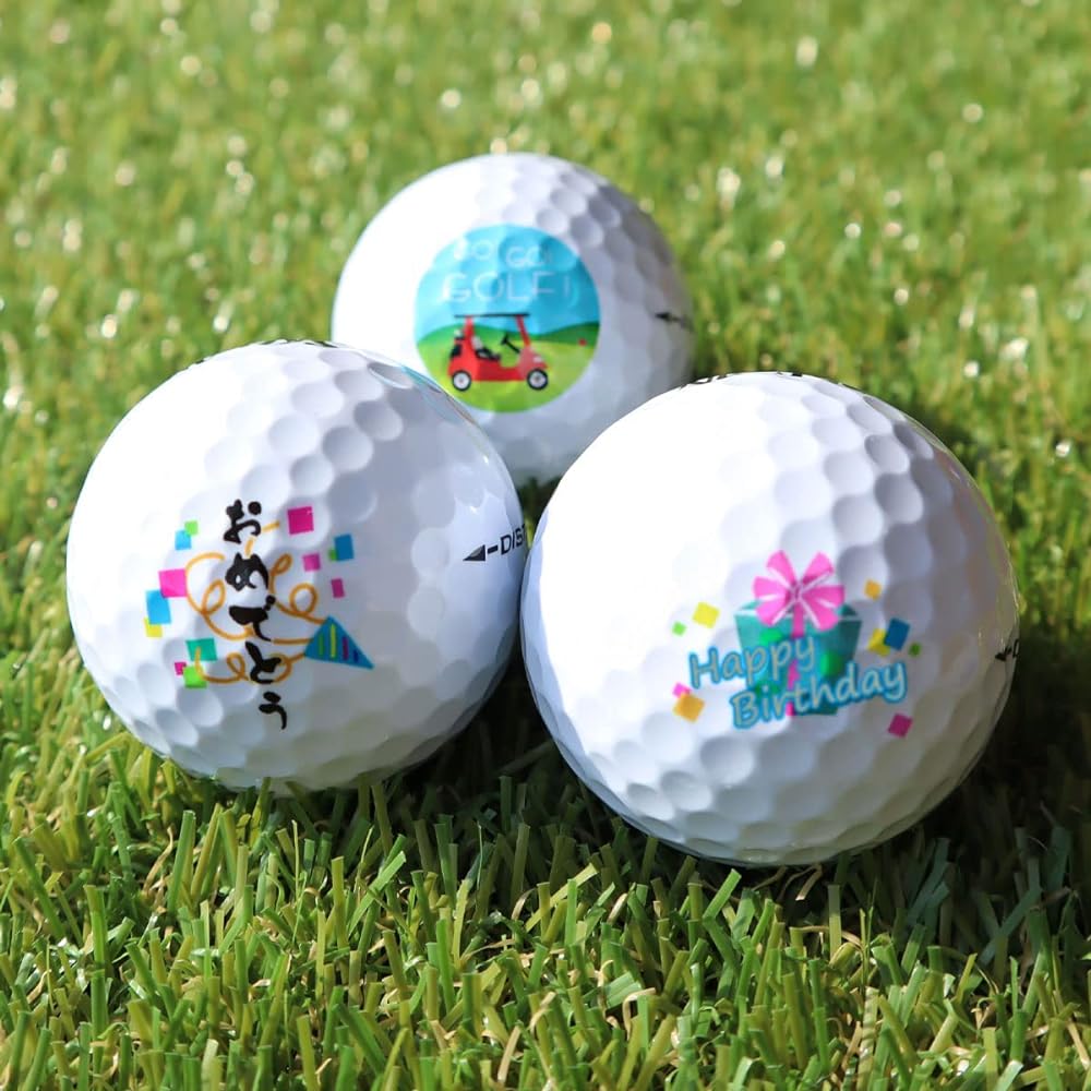 3 illustrated golf balls (SRIXON DISTANCE) with design For gifts, presents, 60th birthday celebrations, retirement gifts, Father's Day, Respect for the Aged Day, Birthdays, Events