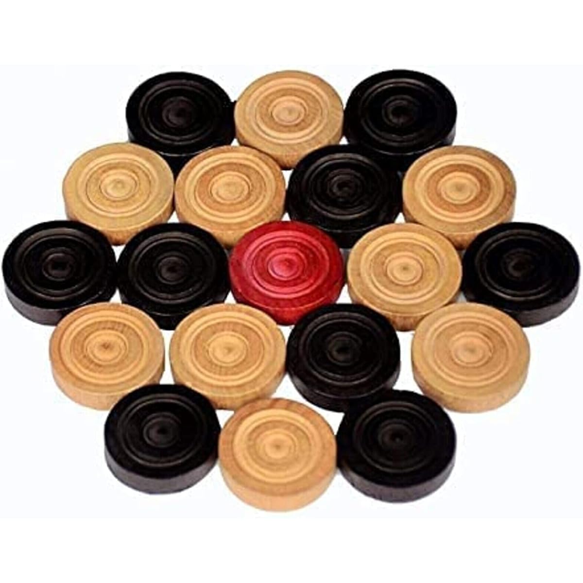 Carrom Board Wooden & Acrylic Coins and Strikers Set 24 Coins 2 Strikers (24 Wooden Coins + 2 Strikers)