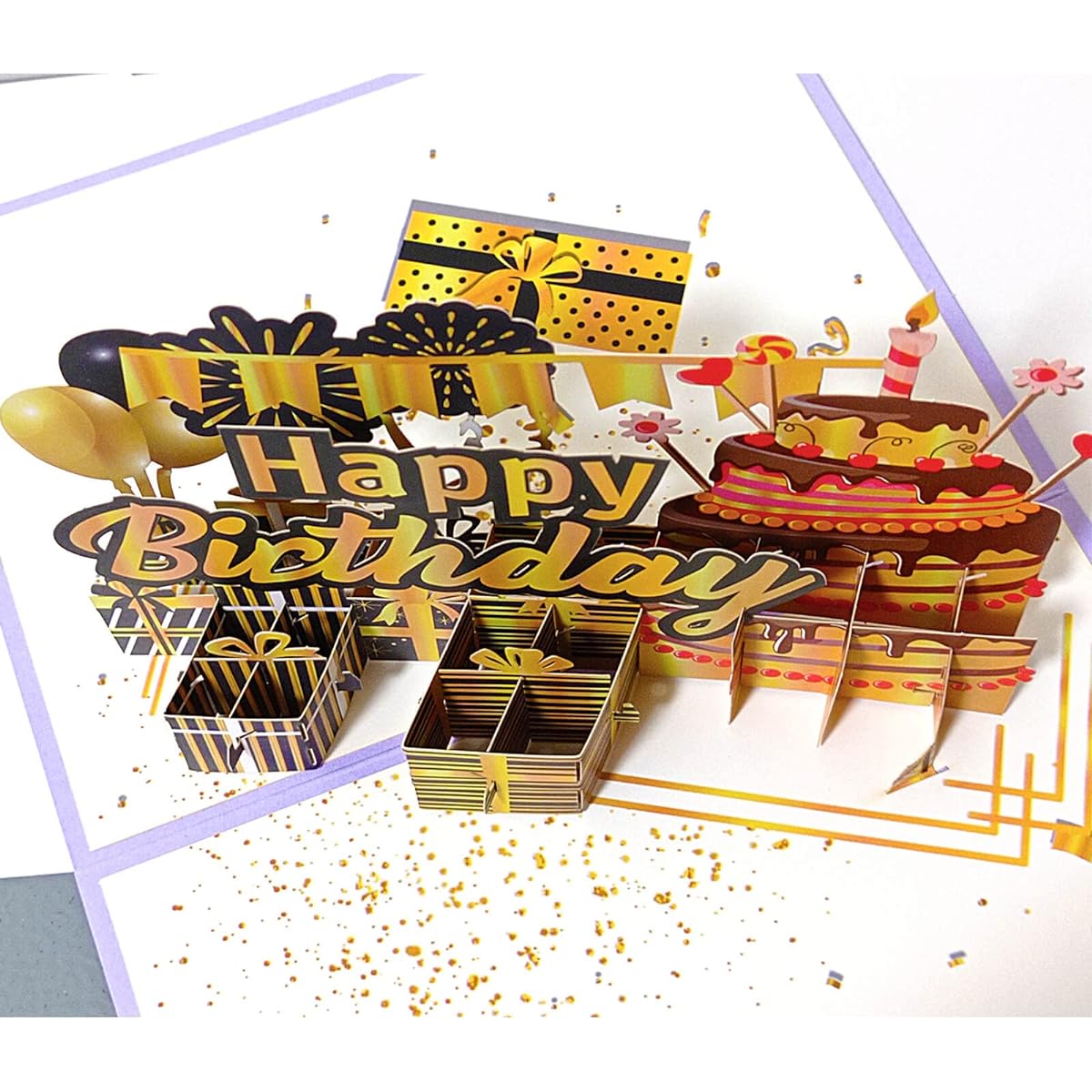LINSINA Happy Pop-up Birthday Cards for Men Women Kids Male Children Birthday Gift Thank You Card 3D Greeting Cards for Birthday Christmas (Yellow)
