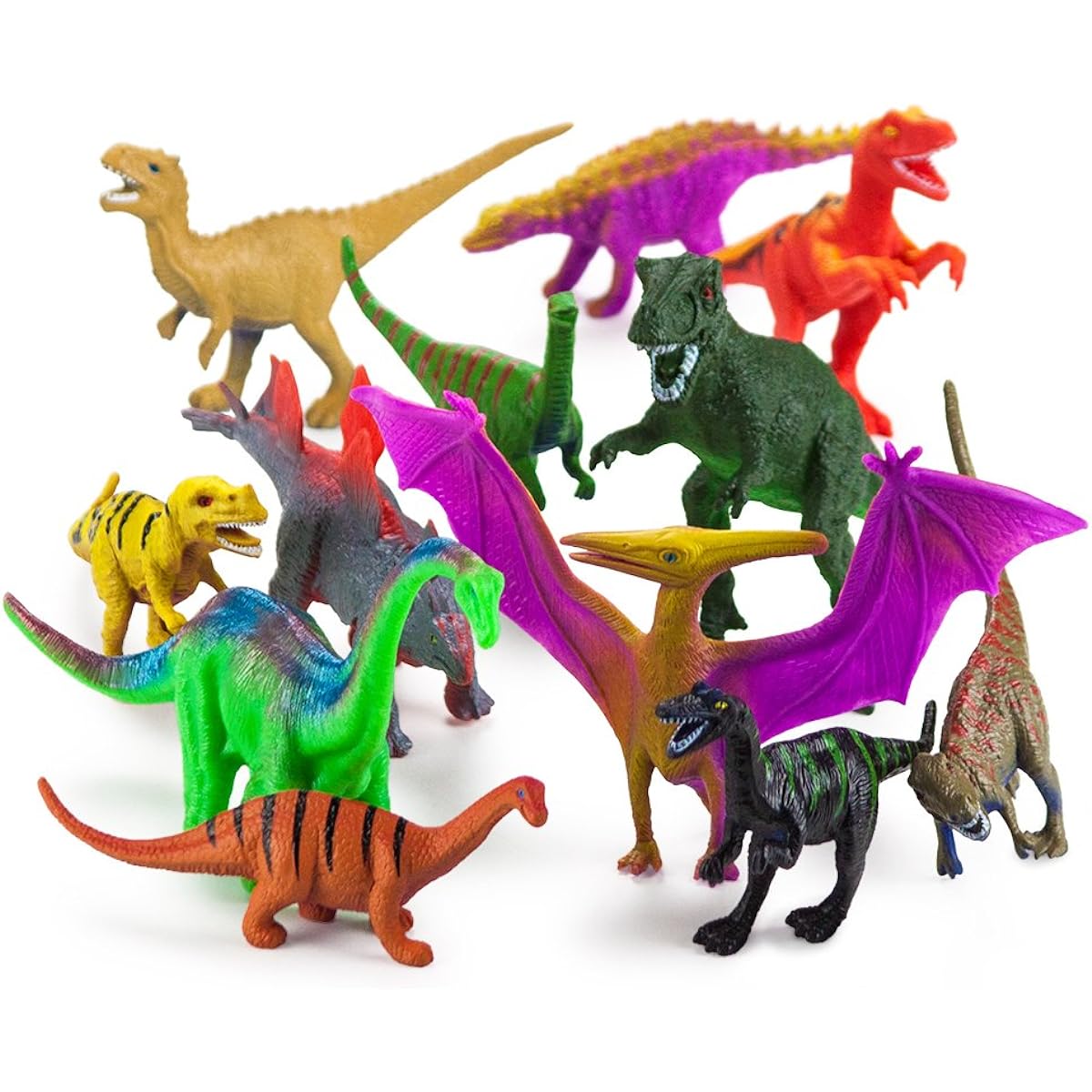 Set of 12 Large 7 Dinosaur Assortment with Plastic Storage Drum by Imagination Generation
