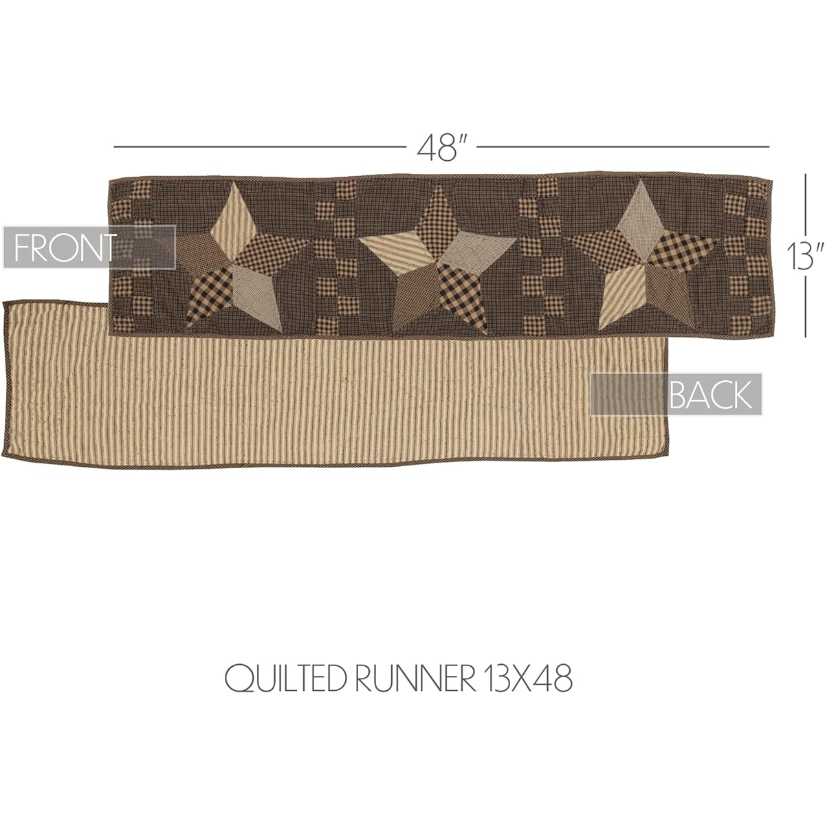 VHC Brands 9842 Farmhouse Stars Runner Quilt Style 13 x 48