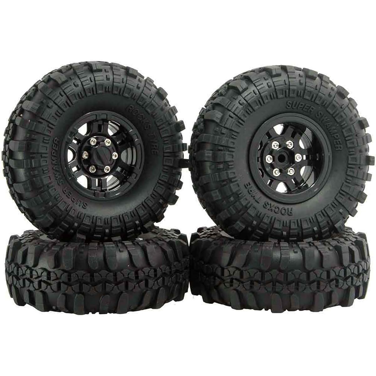 BOLIDORC 110mm RC Crawler Rubber Tires and Plastic 1.9" Beadlock Wheel Rims Replacement Parts for 1/10 Traxxas TRX4 AXIAL SCX10 D90 RC Crawler Car