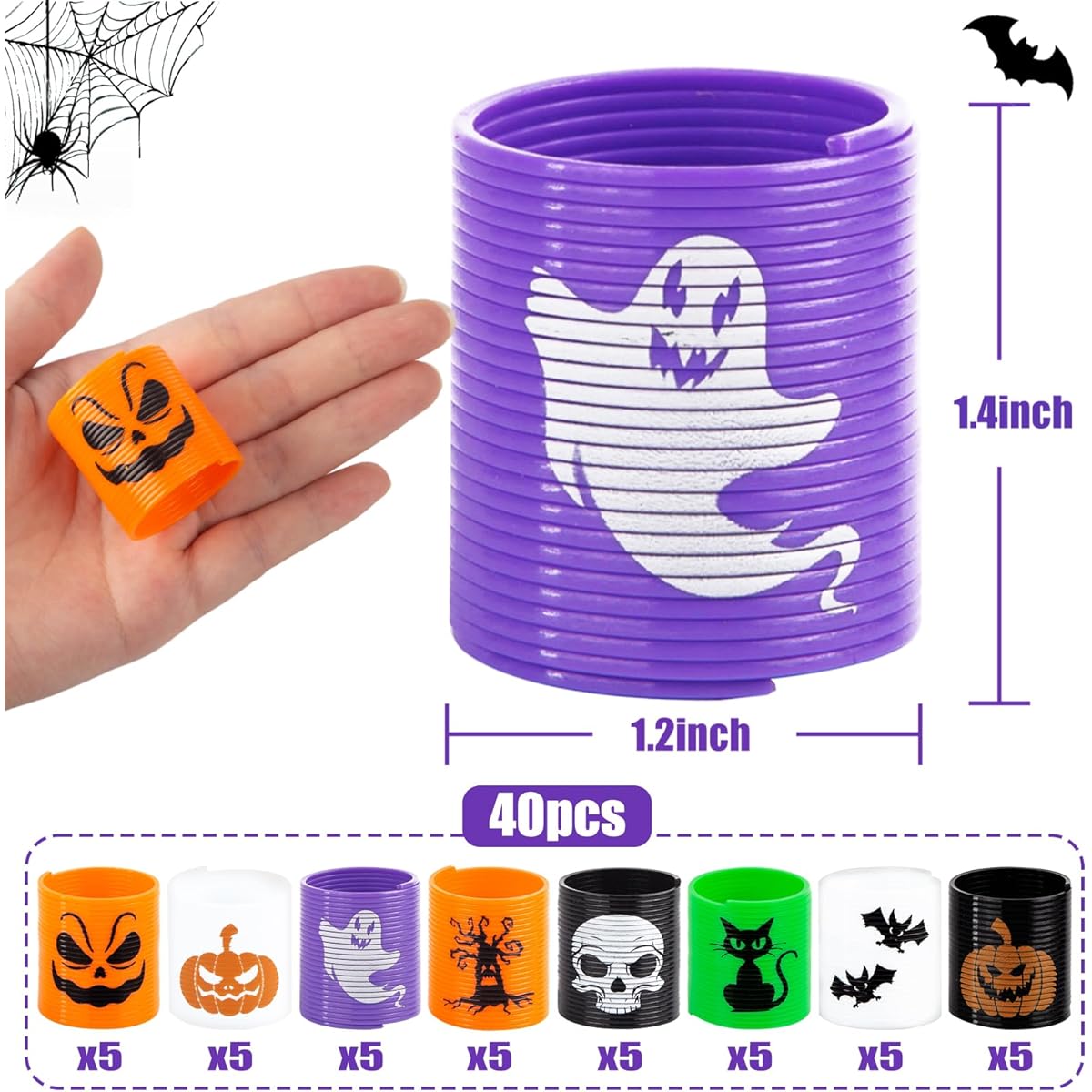 AMOR PRESENT Halloween Coil Springs for Kids 40pcs Magic Springs Toys Halloween Party Goodie Bag Stuffing Party Favors Treat Bag Gift