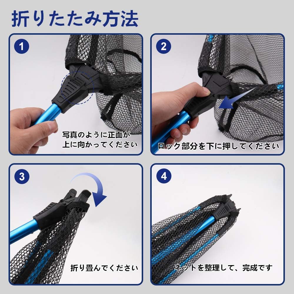 leanking Collapsible Tamo Net, Aluminum Material, Improves Fishing Success Rate, Ultra Lightweight Fishing Net, Applicable to Freshwater and Saltwater, Landing Net, Compact Fishing Net, Mountain Stream