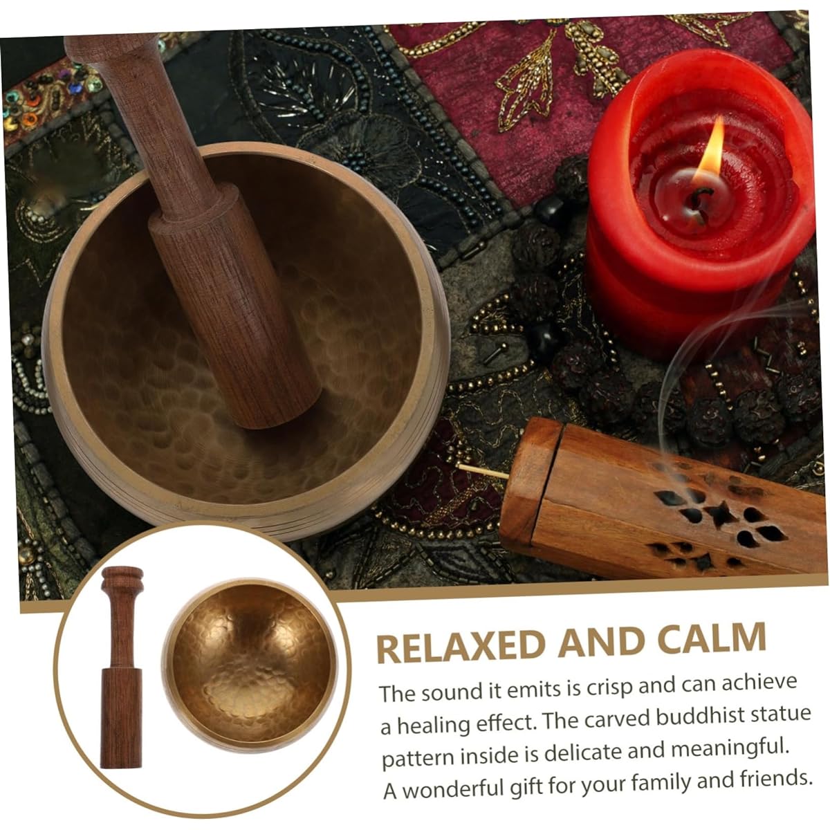 VICASKY 5 Piece Buddhist Music Bowl Kitchen Gare Yoga Nosomi Yoga Relex Gare Kitch Sauna Yogi Antique Tingsha Bowl Chakra Healing Bowl