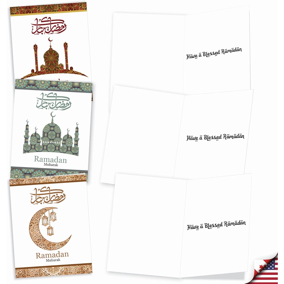 The Best Card Company Ramadan Mubarak - 20 Boxed Ramadan Note Cards with Envelopes (4 x 5.12 inches) - AM9078RDG-B2x10