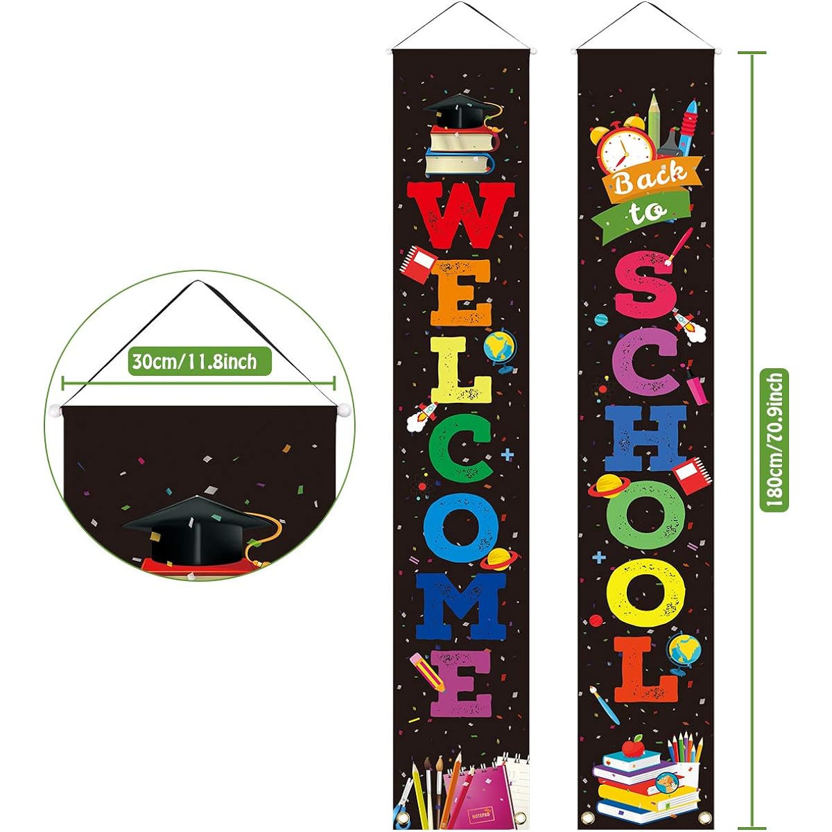Back to School Banner, First Day of School Welcome Banner, Hanging Cloth Banner, Flag Sign, Backdrop Decoration for Preschool, Primary School, High School, Classroom Decoration