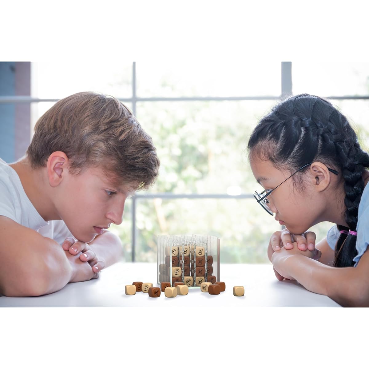 Qubic 4 Connect 4 Games - Family 3D Board Game 4 Rows Game - Classic Game 4 Score Line Up Games - 2 Player Block Game Outdoor Board Game with Red and Natural Cubes