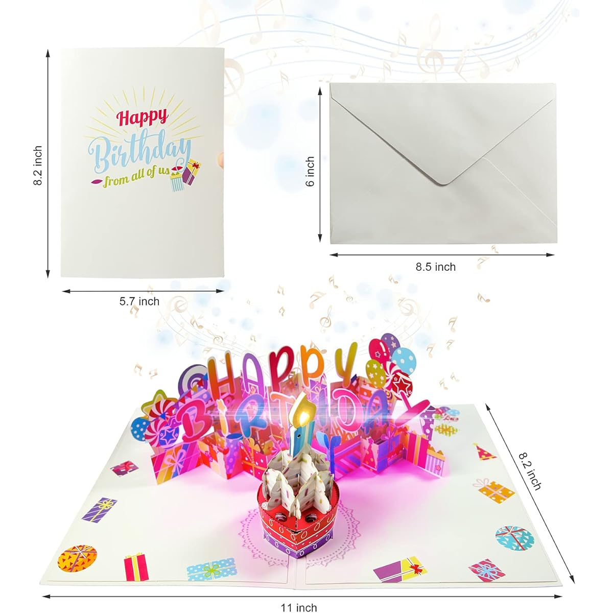 Pop Up Musical Birthday Card Funny Blow Out Candle 3D Happy Birthday Card Playing Happy Birthday Music Greetings E-Gift Card Birthday for Women Mom Wife Girlfriend Grandma Daughter Sister