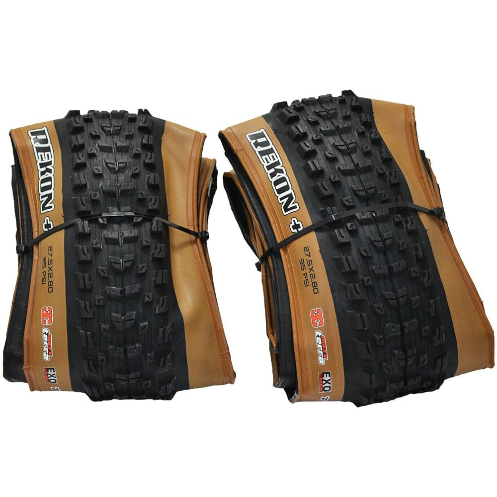 MAXXIS REKON Plus MTB Folding Tire TR EXO 3C MaxxTerra 27.5x2.80" Tire , Tanwall, 2 Tires, MX2810