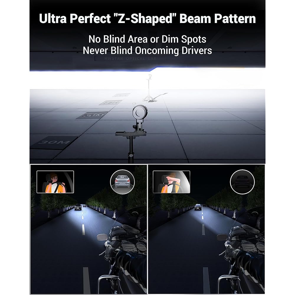 HWSTAR 2023 1000% Brightness Anti-Glare 7 Inch LED Headlight Motorcycle Kit Compatible with Harley-Davidson Touring Ultra Classic Fat Boy and More DOT Startup Gradient Starry Atmosphere Welcome DRL