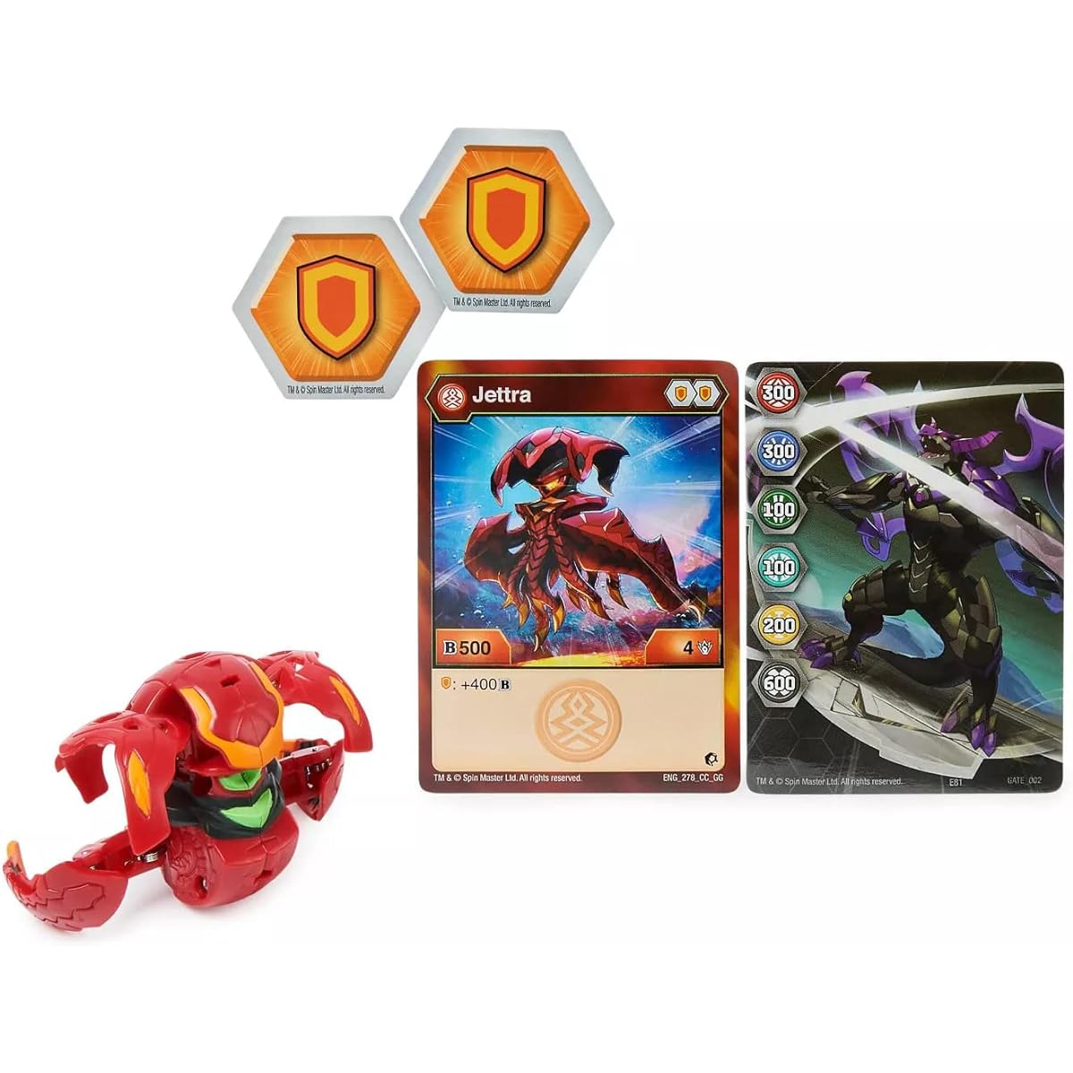Bakugan Geogan Rising 2021 Pyrus Jettra 2" Core Collector Figure and Trading Card